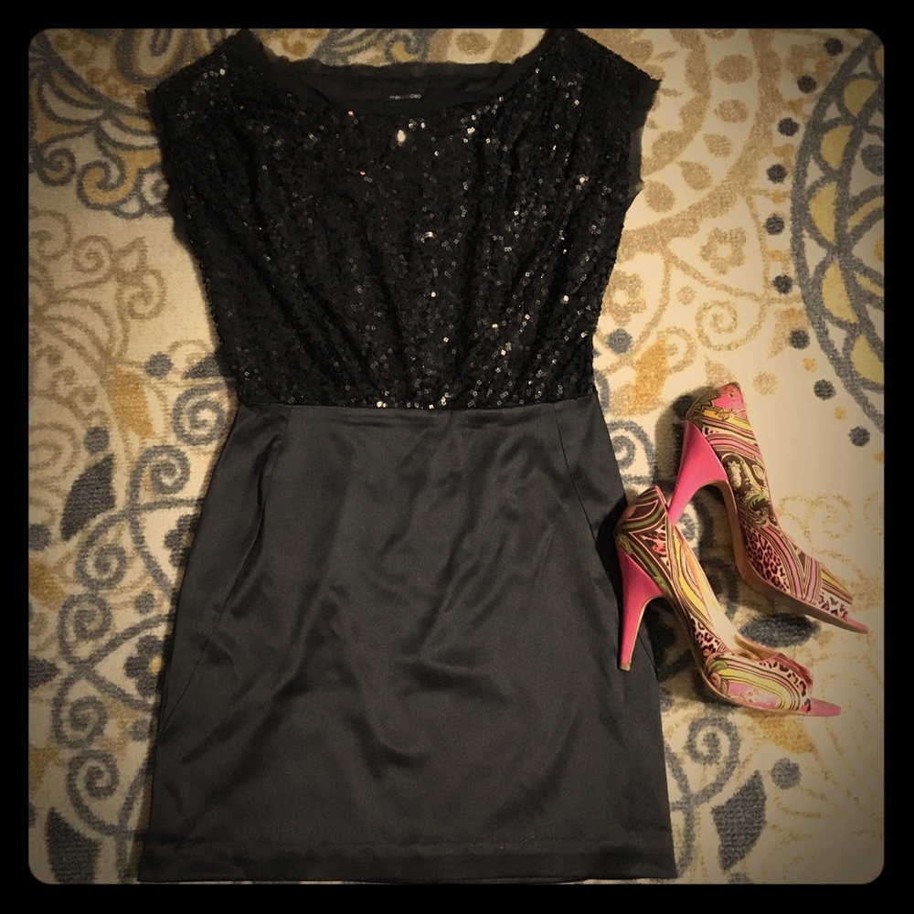 Like New Max & Cleo black sequin cocktail dress